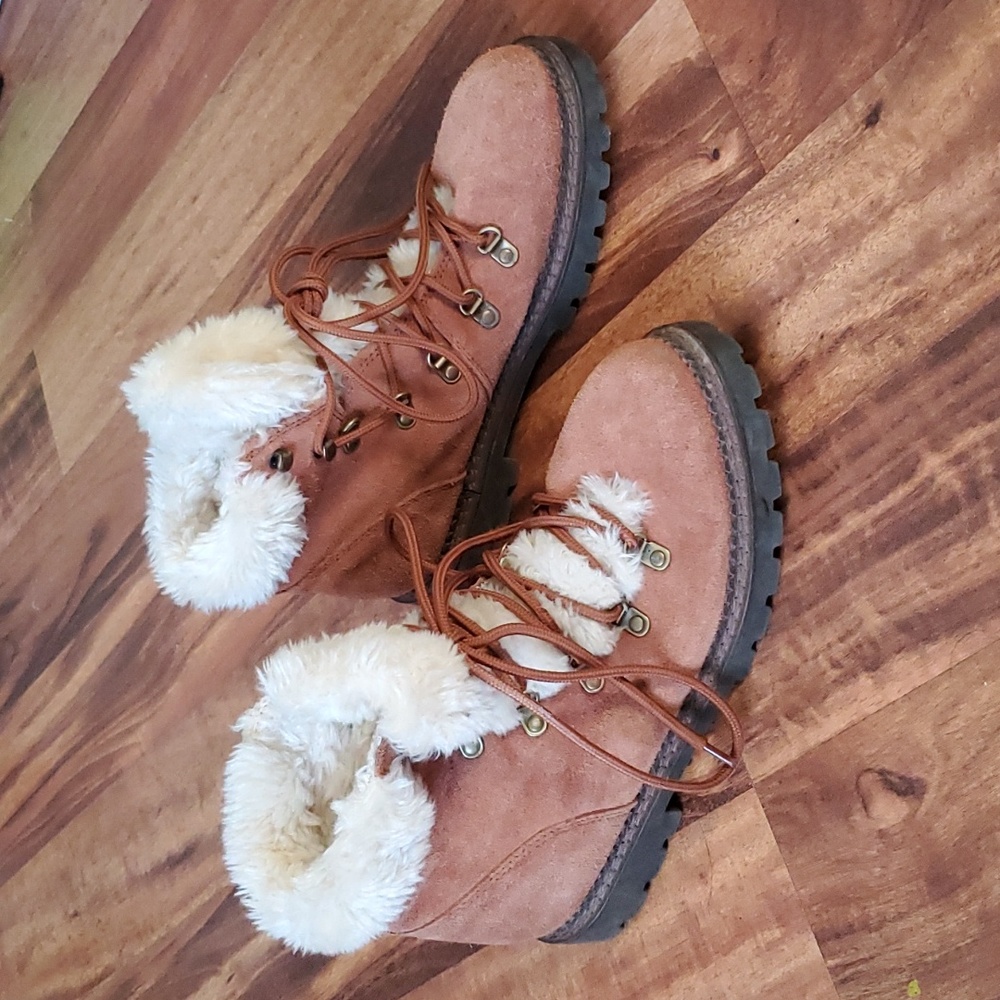 Ciao Sport Suede Fur Lace Up Darcey Boots  7.5